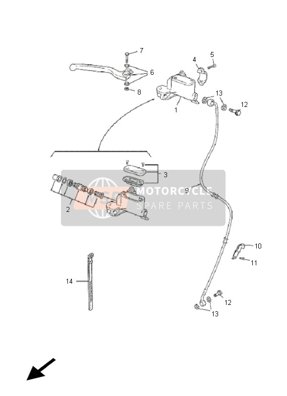 Yamaha TZR50 2011 Front Master Cylinder for a 2011 Yamaha TZR50